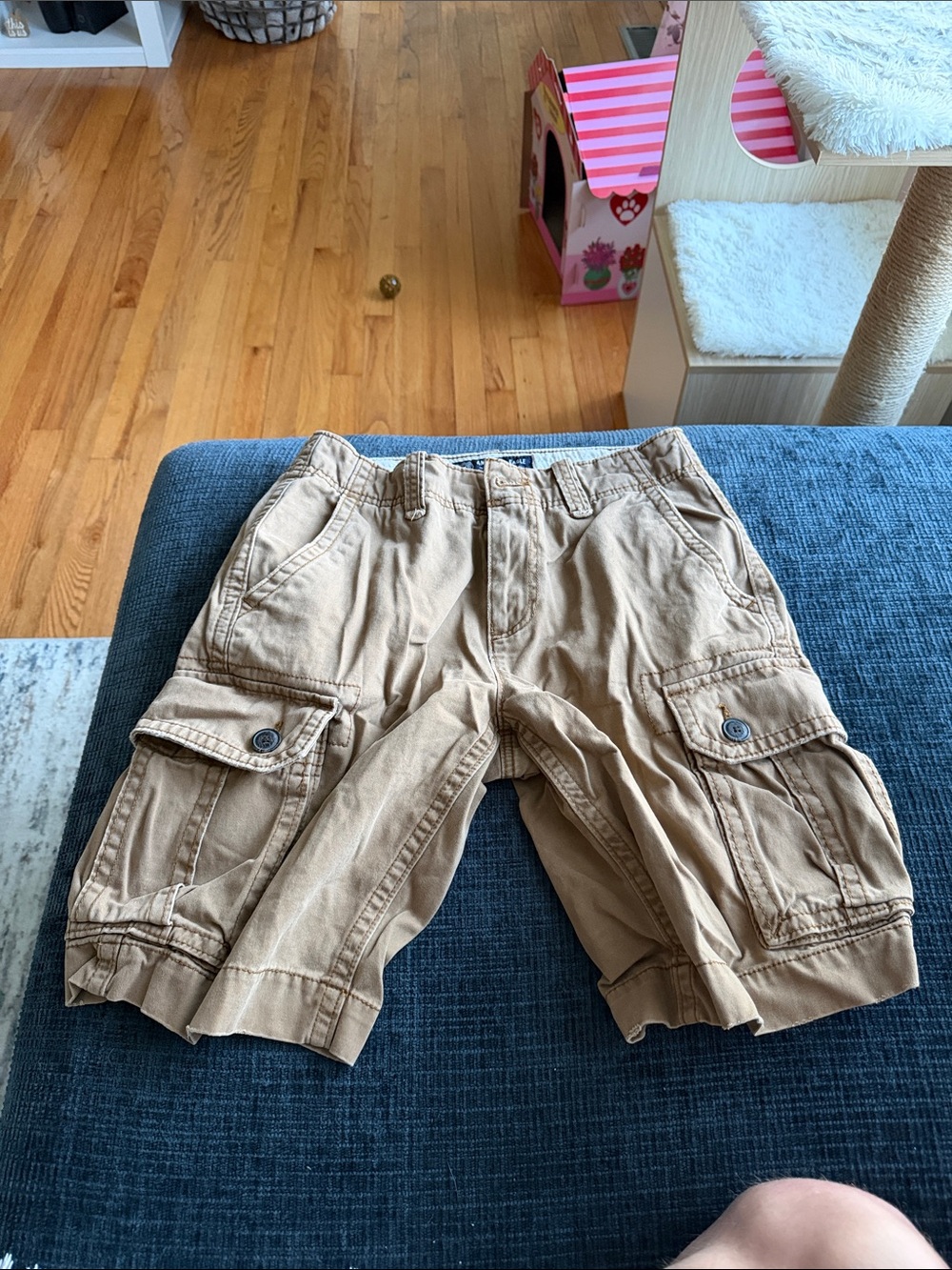American Eagle Outfitters Tan Cargo Shorts with Button Flap Pockets